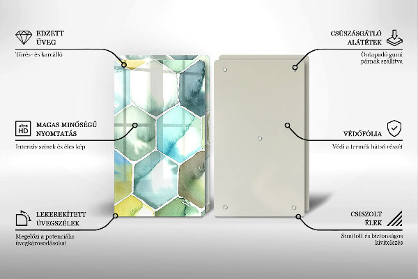 Skärbräda glas Akvarell hexagoner