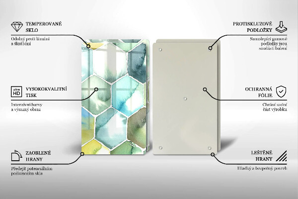Skärbräda glas Akvarell hexagoner