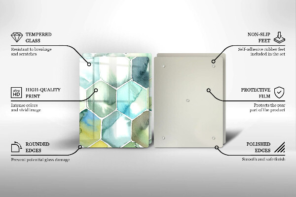 Skärbräda glas Akvarell hexagoner