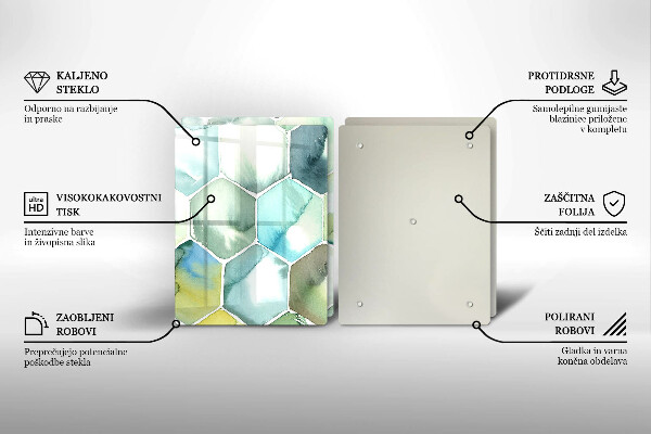 Skärbräda glas Akvarell hexagoner