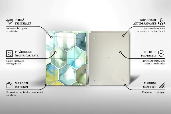 Skärbräda glas Akvarell hexagoner