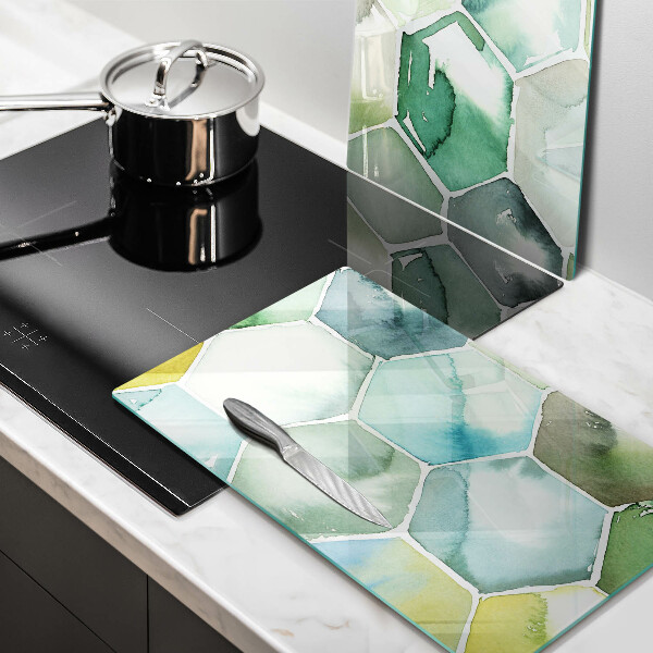 Skärbräda glas Akvarell hexagoner
