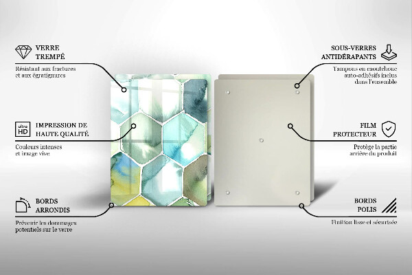 Skärbräda glas Akvarell hexagoner