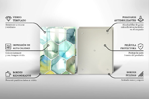 Skärbräda glas Akvarell hexagoner