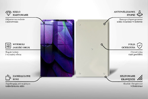 Skärbräda glas Neon fjädrar