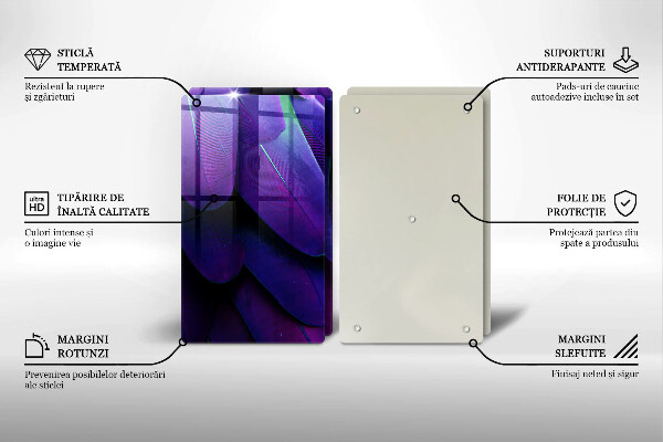 Skärbräda glas Neon fjädrar