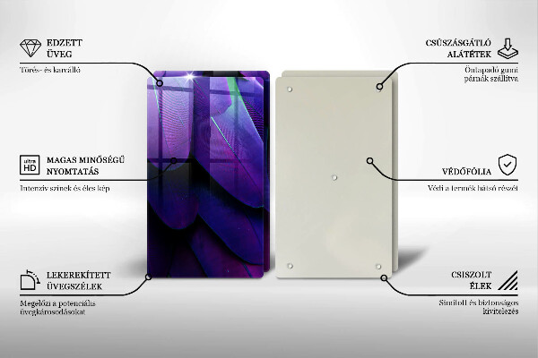 Skärbräda glas Neon fjädrar