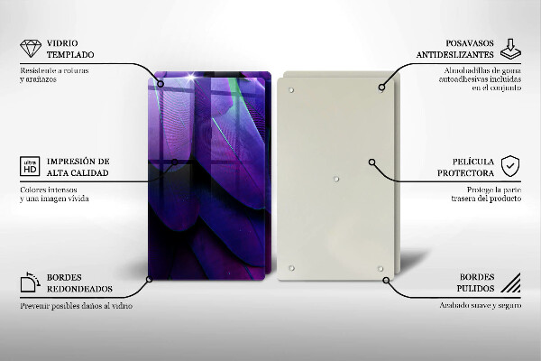 Skärbräda glas Neon fjädrar