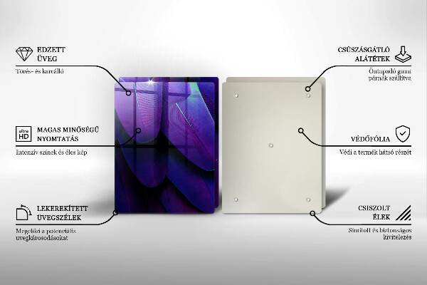 Skärbräda glas Neon fjädrar