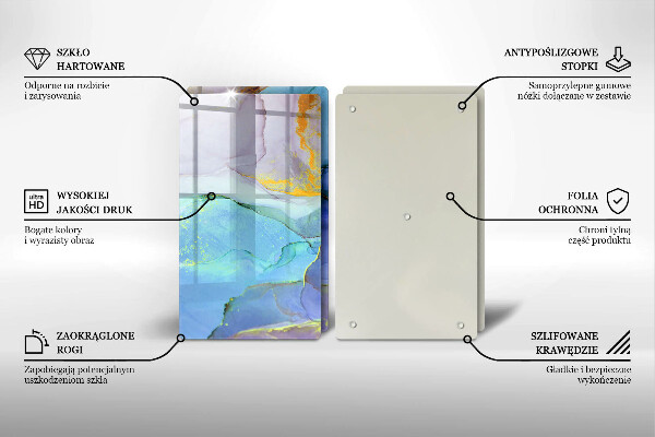 Skärbräda glas Sprucket stenguld