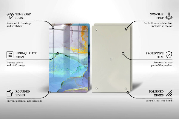 Skärbräda glas Sprucket stenguld