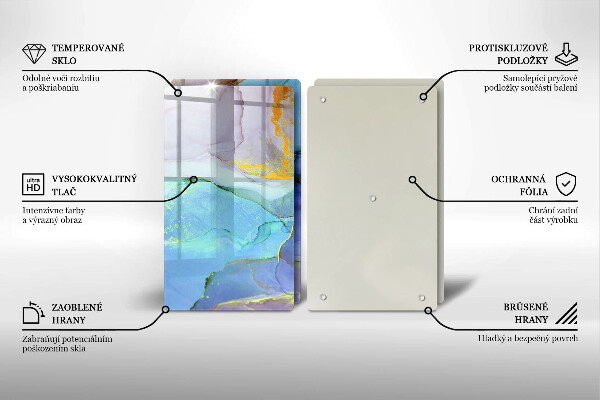 Skärbräda glas Sprucket stenguld