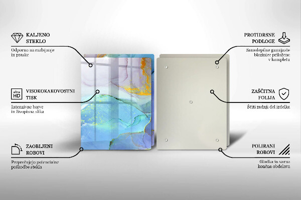Skärbräda glas Sprucket stenguld