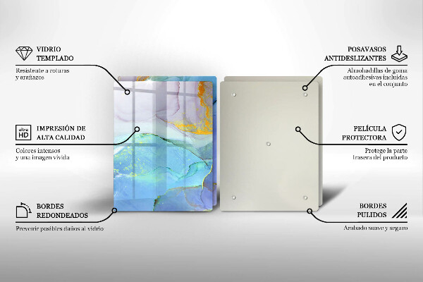 Skärbräda glas Sprucket stenguld