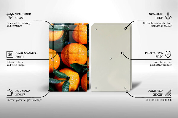 Skärbräda glas Frukt apelsiner