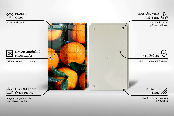Skärbräda glas Frukt apelsiner