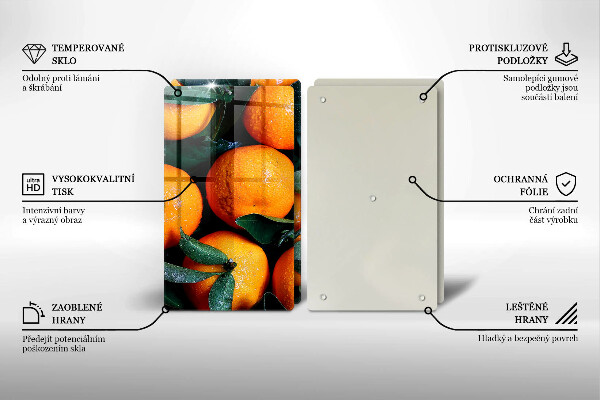 Skärbräda glas Frukt apelsiner