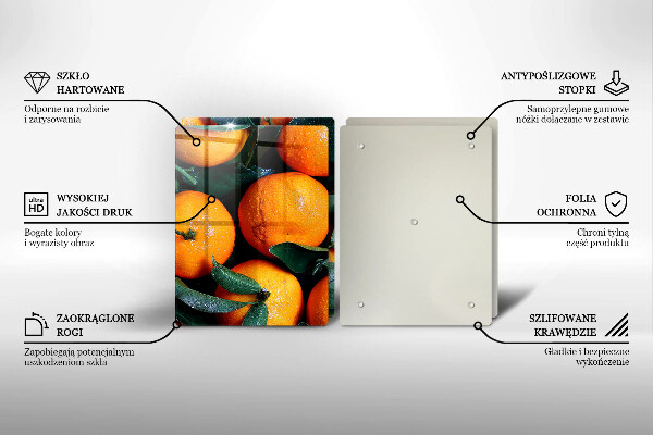 Skärbräda glas Frukt apelsiner