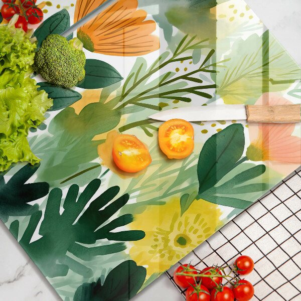 Skärbräda glas Målade blommor