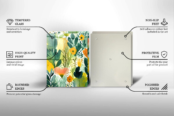 Skärbräda glas Målade blommor