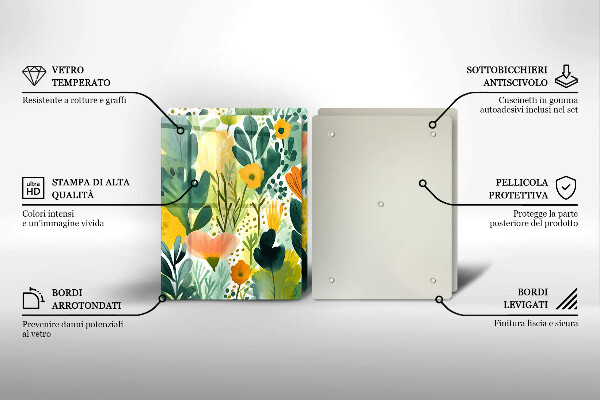 Skärbräda glas Målade blommor