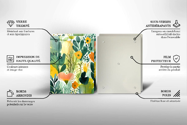 Skärbräda glas Målade blommor