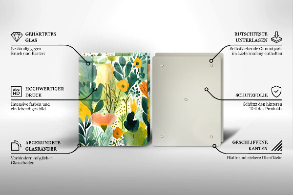 Skärbräda glas Målade blommor