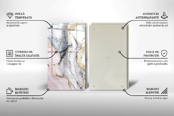 Skärbräda glas Pastell marmor