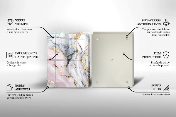 Skärbräda glas Pastell marmor