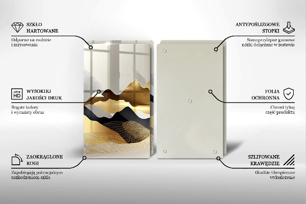 Skärbräda glas Abstrakta gyllene berg