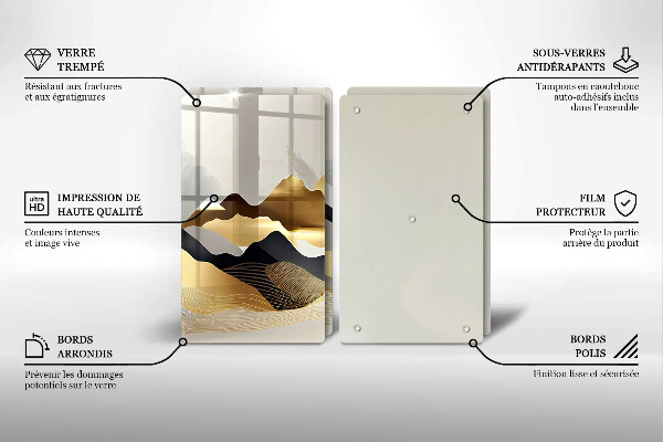 Skärbräda glas Abstrakta gyllene berg