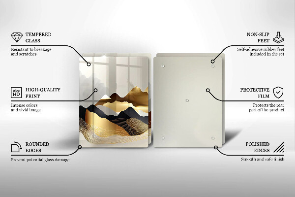 Skärbräda glas Abstrakta gyllene berg