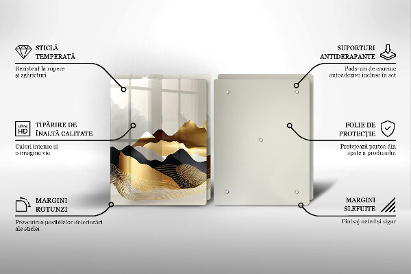 Skärbräda glas Abstrakta gyllene berg
