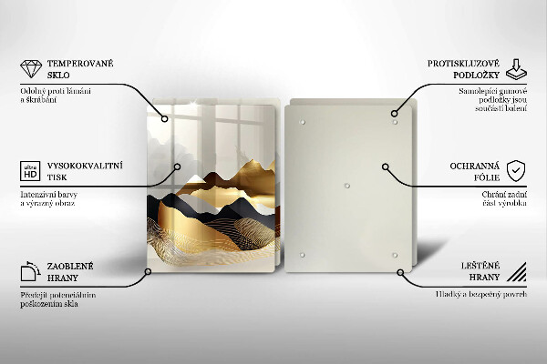 Skärbräda glas Abstrakta gyllene berg