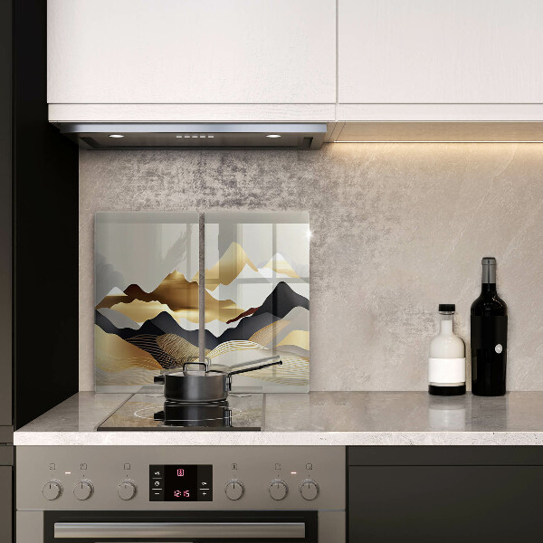 Skärbräda glas Abstrakta gyllene berg