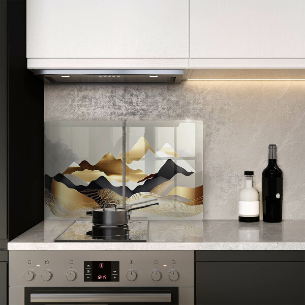 Skärbräda glas Abstrakta gyllene berg