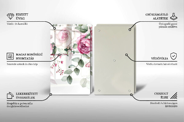 Skärbräda glas Akvarell rosor