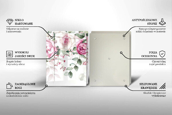 Skärbräda glas Akvarell rosor