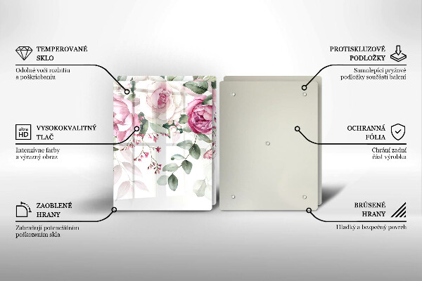 Skärbräda glas Akvarell rosor