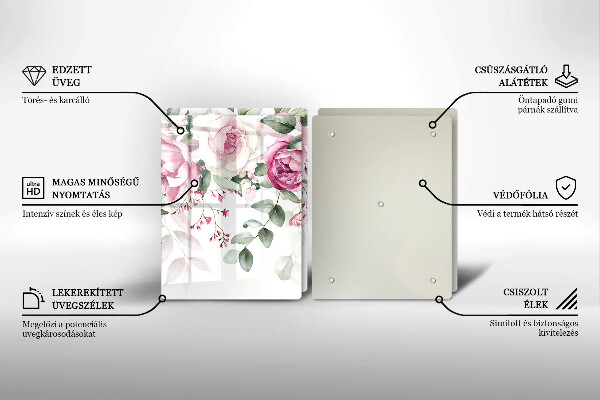 Skärbräda glas Akvarell rosor