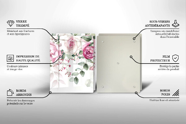 Skärbräda glas Akvarell rosor