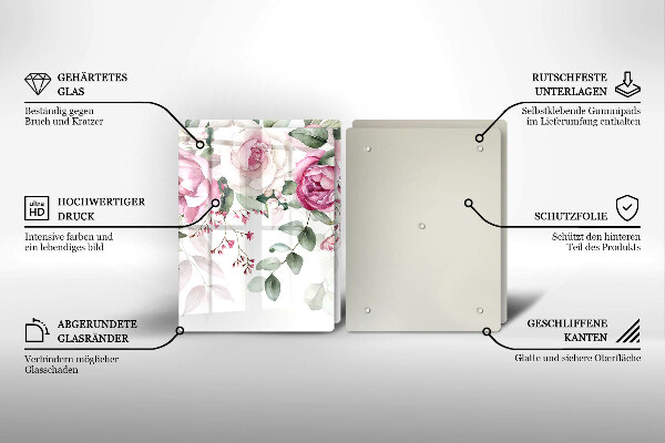 Skärbräda glas Akvarell rosor