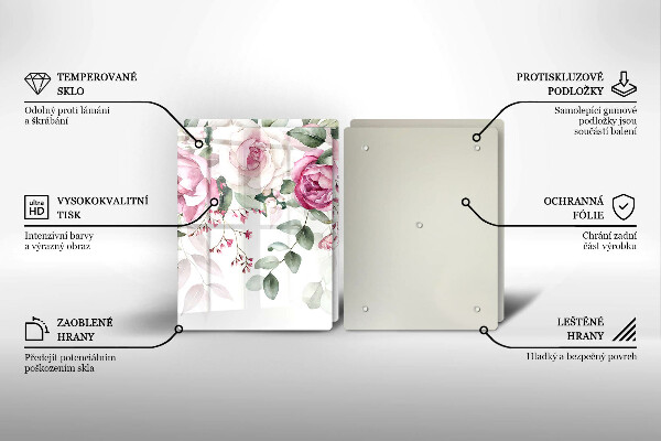 Skärbräda glas Akvarell rosor