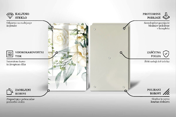 Skärbräda glas Akvarell blommor