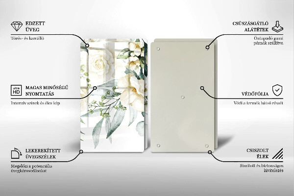 Skärbräda glas Akvarell blommor
