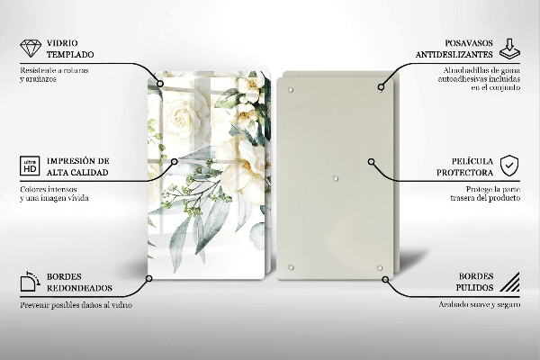 Skärbräda glas Akvarell blommor