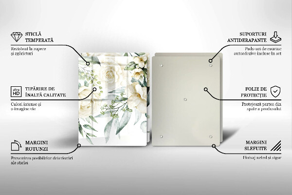 Skärbräda glas Akvarell blommor