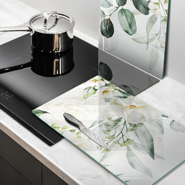 Skärbräda glas Akvarell blommor