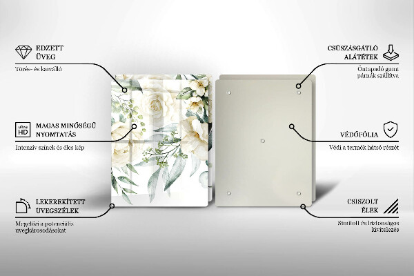 Skärbräda glas Akvarell blommor