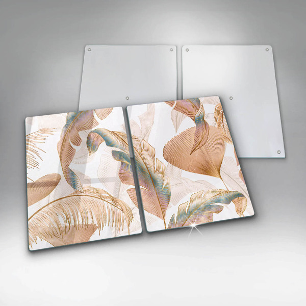 Skärbräda glas Boho fjädrar och löv